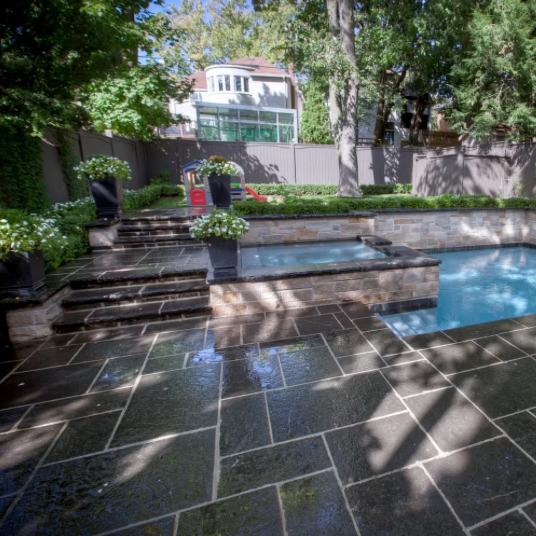 Paver - Black Limestone - Natural - Saw Cut - 1" - Combo