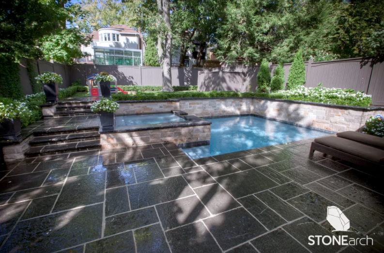 Paver - Black Limestone - Natural - Saw Cut - 1" - Combo