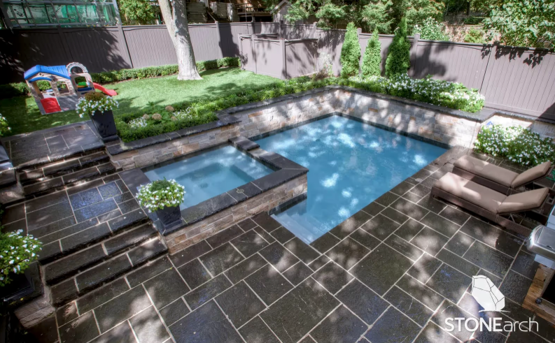 Paver - Black Limestone - Natural - Saw Cut - 1" - Combo