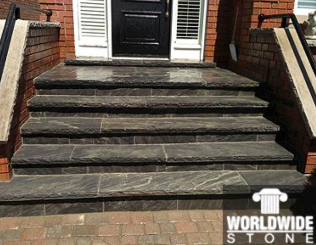 Step - Imperial Black Sandstone - 3 Edges Rockfaced, 1 Longside Sawn - 6"x16"x48"