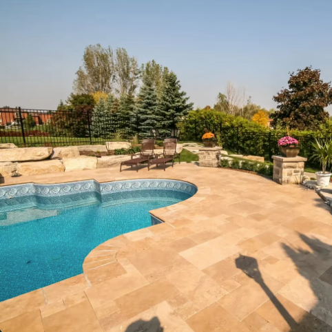 Paver/Cobble - Ivory Mix Travertine - Cobble - Antique - French Pattern - 1-1/4"
