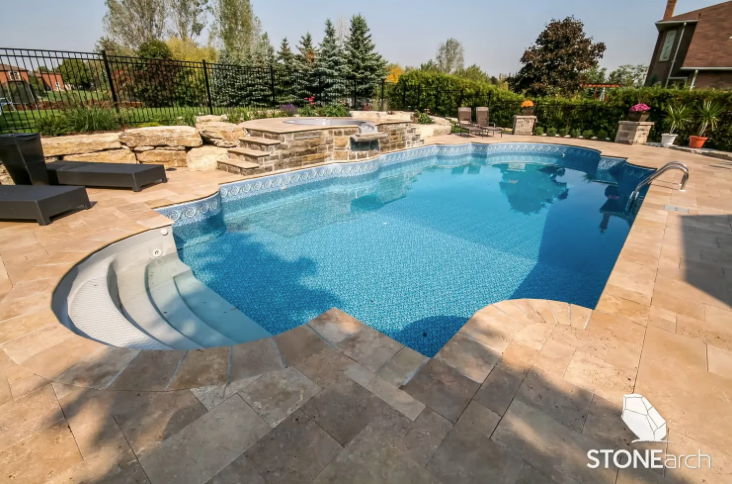 Coping - Ivory Mix Travertine - Honed - Bevelled - Saw Cut - 2"x12"x24"