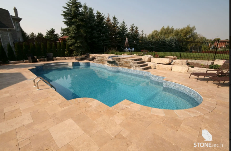 Coping - Ivory Mix Travertine - Honed - Bevelled - Saw Cut - 2"x12"x24"