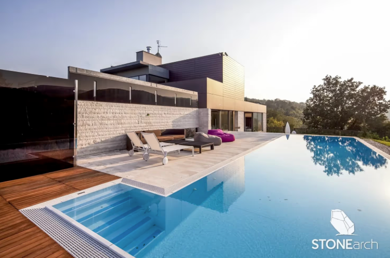 Coping (Wall - SC) - Moderno Beige - Sand Blast - Saw Cut - 2"x14"x48"