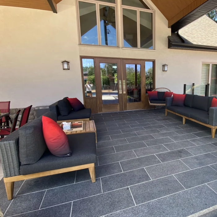 Jumbo Slab - Onyx Black Granite - Flamed - 4 Edge Straight - 2"x48"x96"