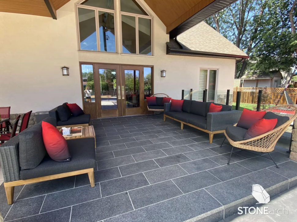 Jumbo Slab - Onyx Black - Flamed - 4 Edge Straight - 2"x48"x72"