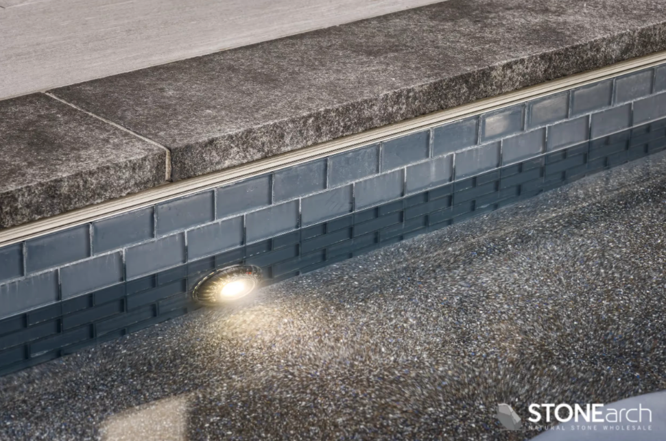 Step - Onyx Black Granite - Flamed - 3 Edge Straight - 6"x16"x60"