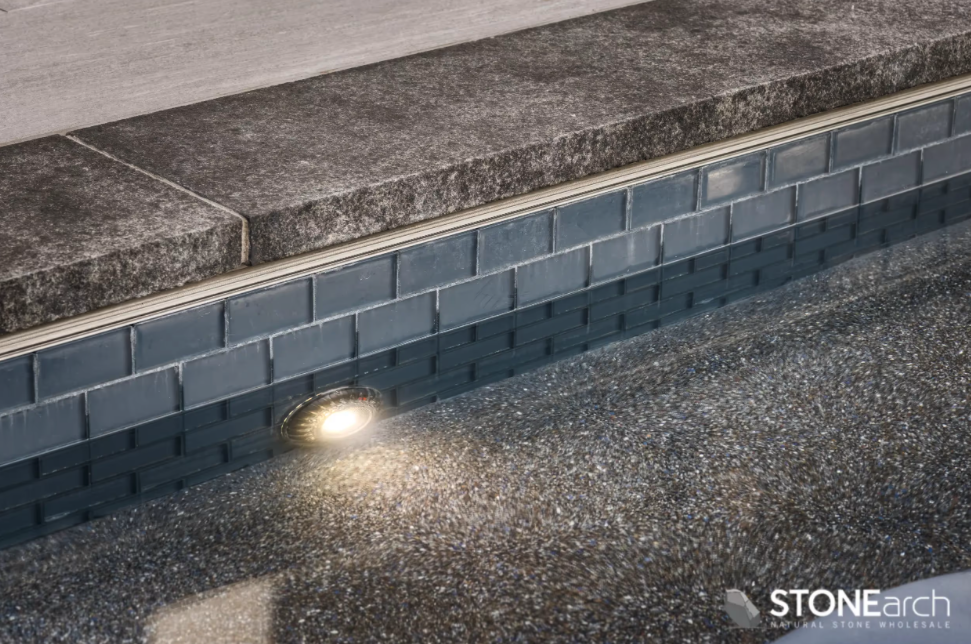 Coping (RF) - Onyx Black - Flamed - 1 Edge Rockface - 2x12x72