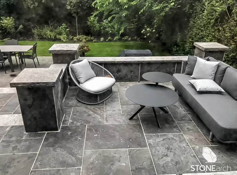 Coping (Edge - RF) - Silver Valley Antique Limestone - Edge - Flamed - Antique - 1-1/4"x12"x48"