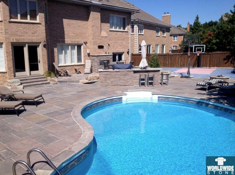 Step - Slate Grey Sandstone - 3 Edges Rock Face, 1 Longside Sawn - 6"x6'x48"